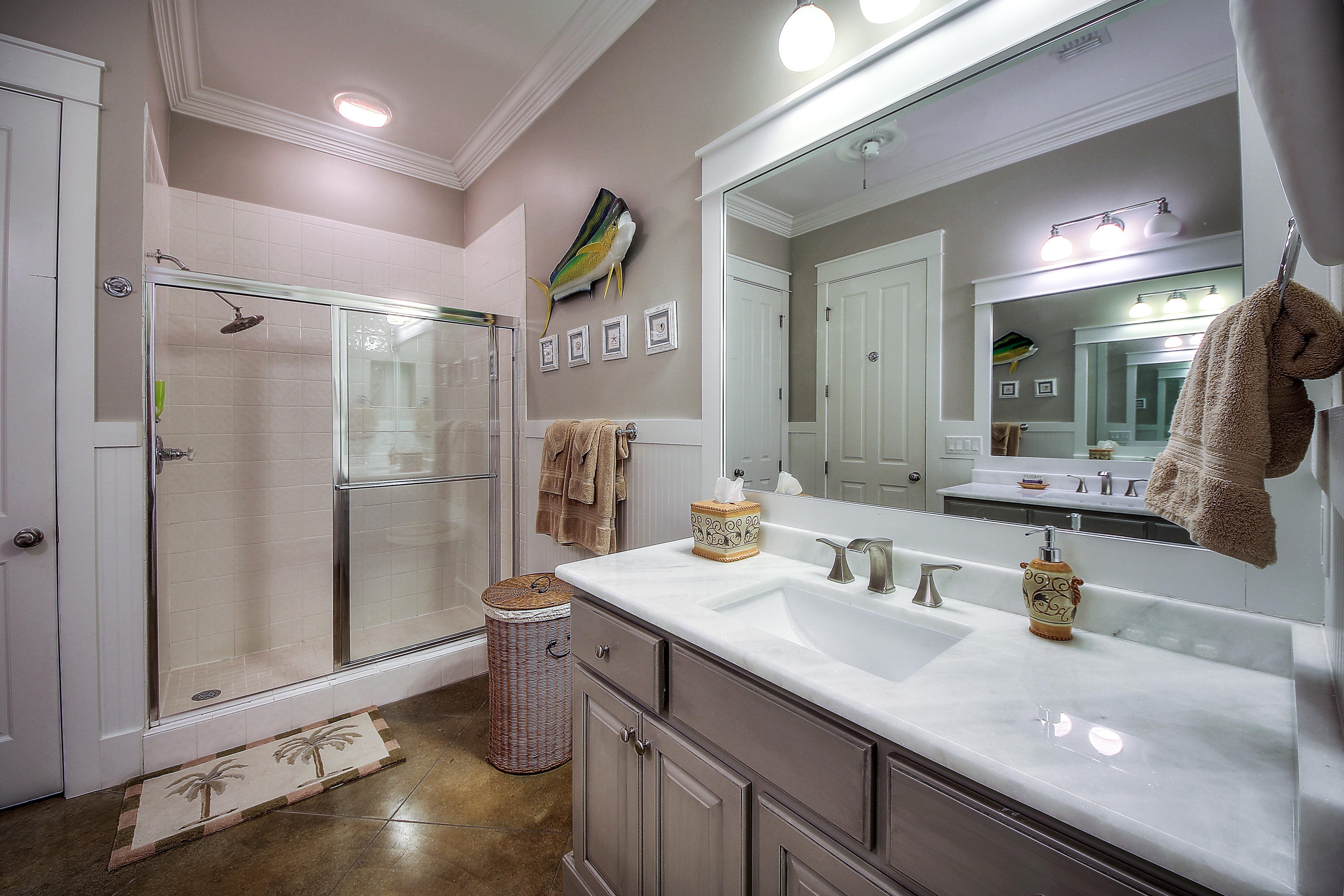44 Brenda Lane Inlet Beach, FL 32461 - Photo 22 of 39 a bathroom with a sink double vanity and a shower