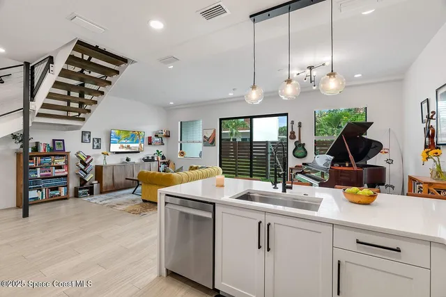a kitchen with lots of counter top space