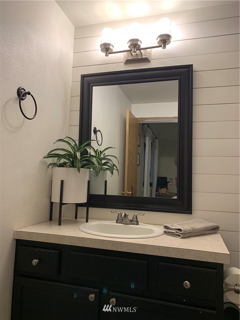 10530 School Land Road Southwest Rochester, WA 98579 - Photo 16 of 27 a bathroom with a sink and a mirror