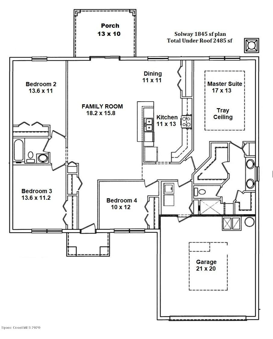 1451 Hanscom Road Southwest Palm Bay, FL 32908 - Photo 35 of 35 Floorplan Design 1845sf