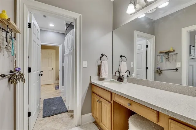 a view of a house with a yard and potted plants