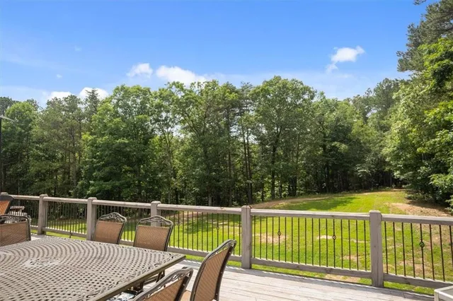 a view of a garden with an outdoor space