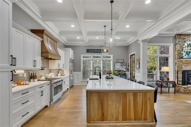 a very nice looking kitchen with a large window