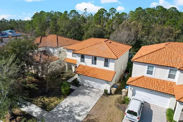 an aerial view of a house