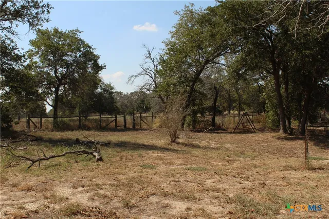 a backyard of a house with a tree
