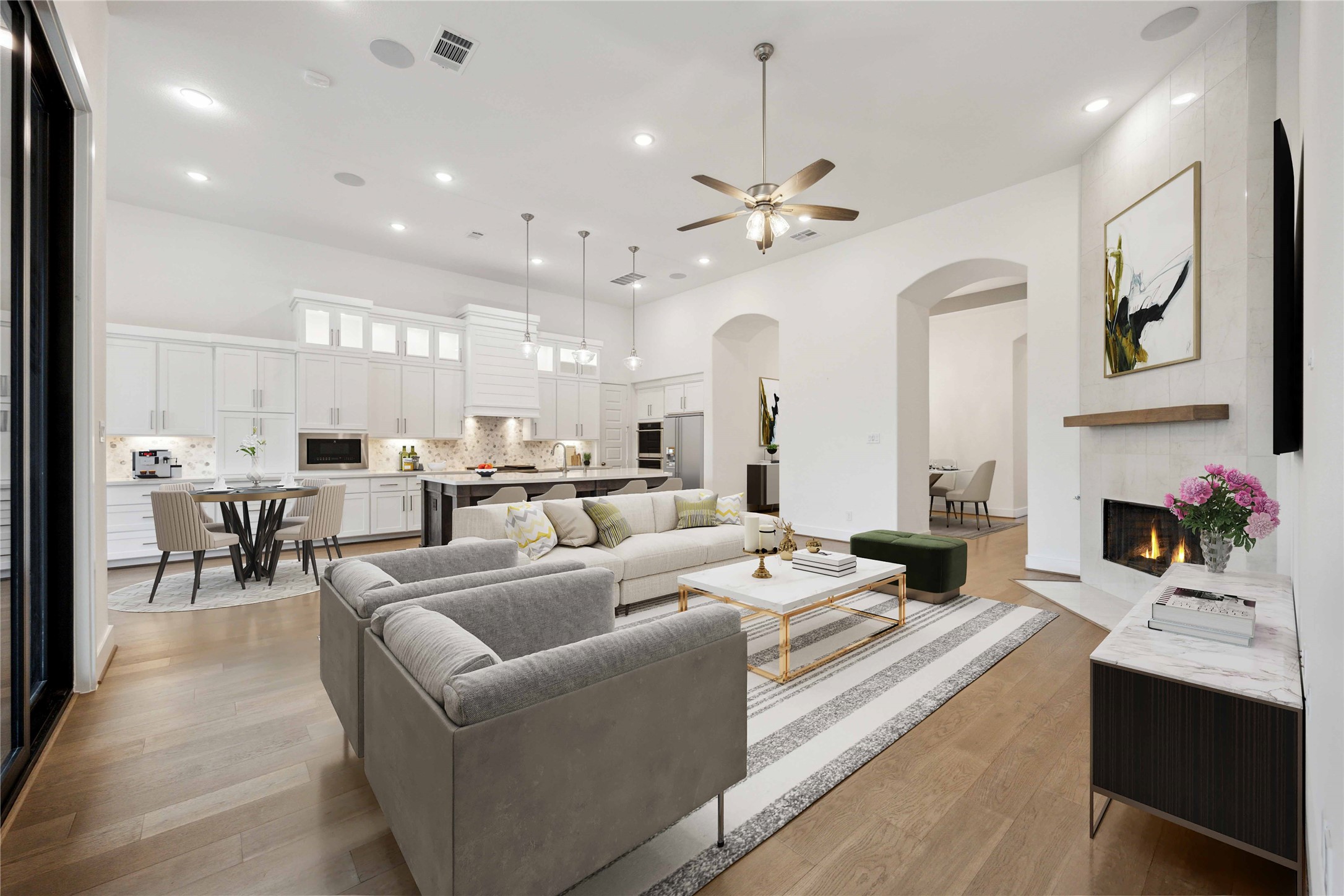 2711 Merlin Way Katy, TX 77493 - Photo 7 of 50 Virtually staged living room with fireplace