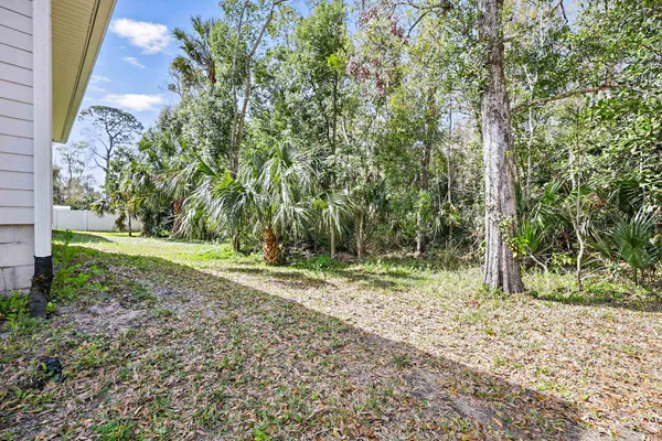 a backyard of a house with lots of green space