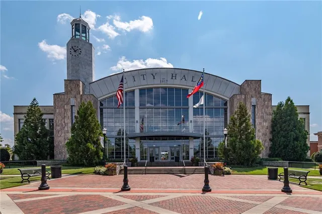 a view of a building with a terrace