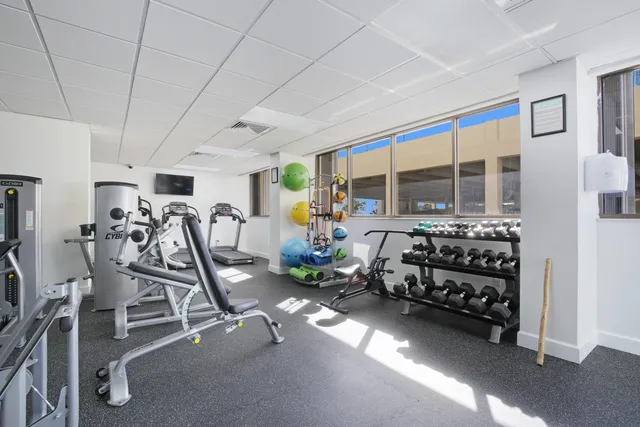 a view of a room with gym equipment