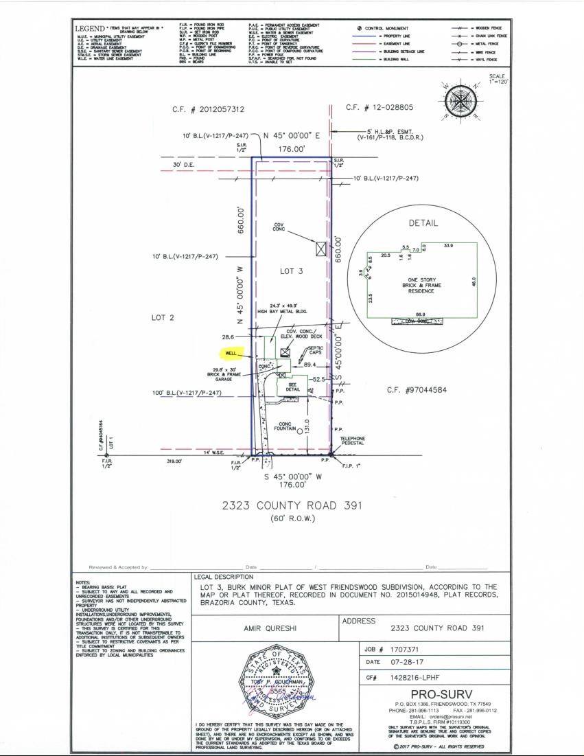 2323 Stevenson Road, Unit CR391 Pearland, TX 77581 - Photo 48 of 48 Copy of an old survey of just Lot 3. Not a recent survey.