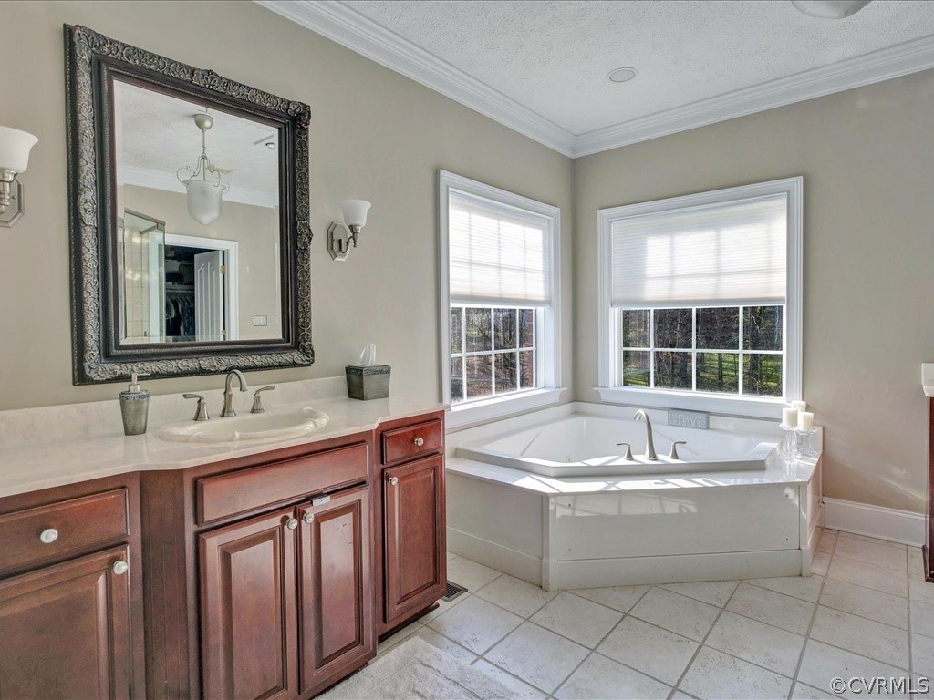 13711 Beechwood Point Road Midlothian, VA 23112 - Photo 19 of 49 a bathroom with a bathtub a sink a mirror and a window