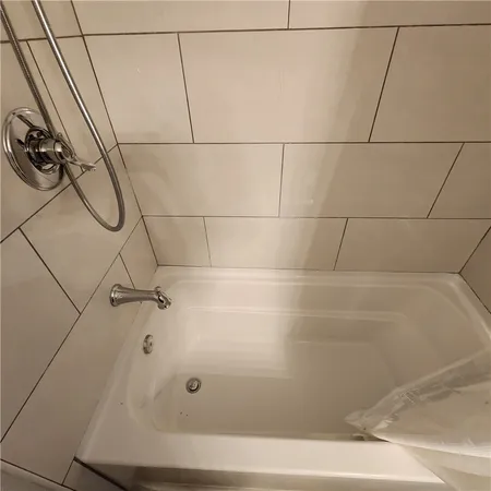 a bathroom with a bathtub