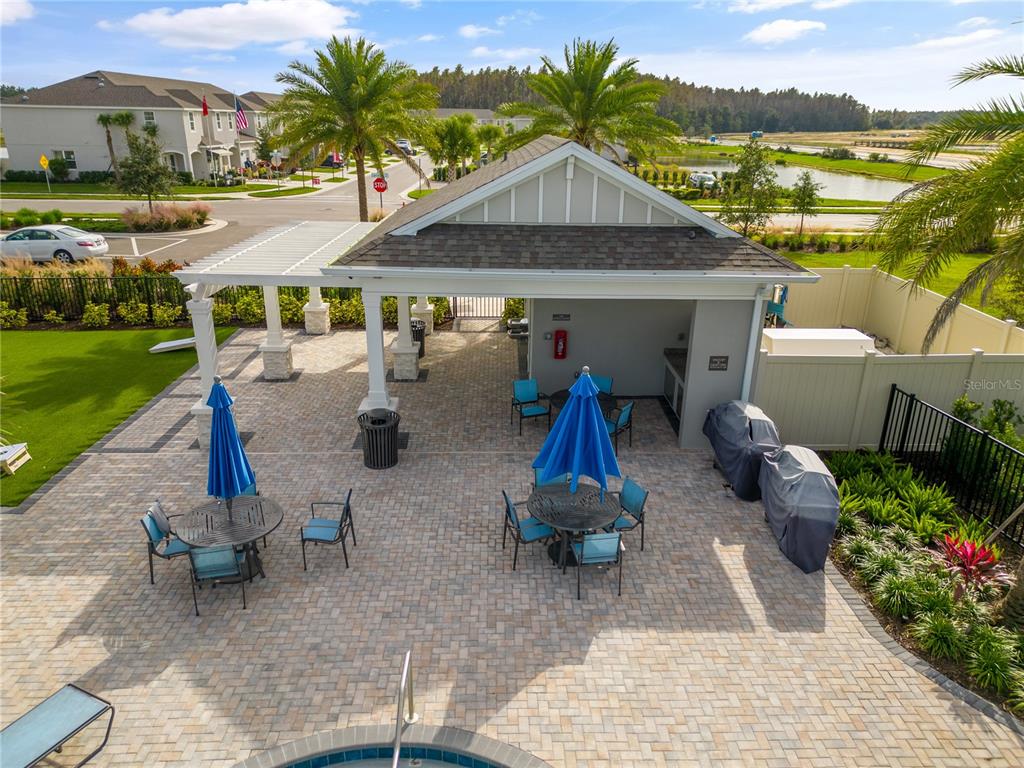 2415 Paravane Way Wesley Chapel, FL 33543 - Photo 20 of 23 a view of a house with backyard sitting area and swimming pool