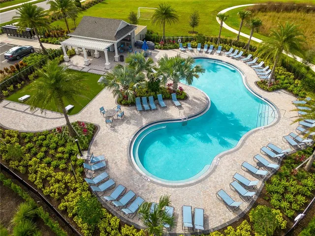 an aerial view of a house