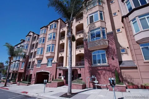 a front view of a multi story building