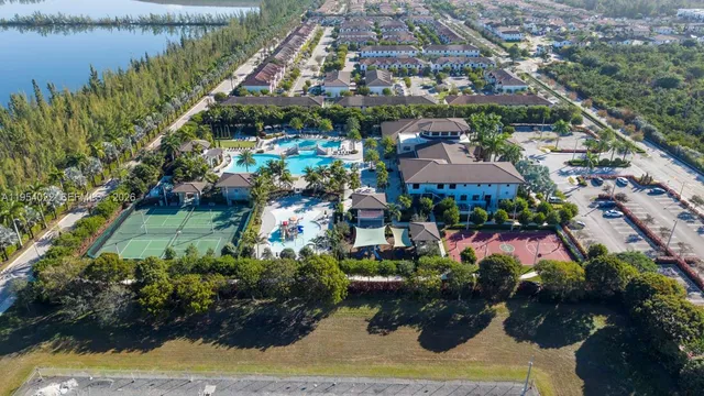 an aerial view of a house
