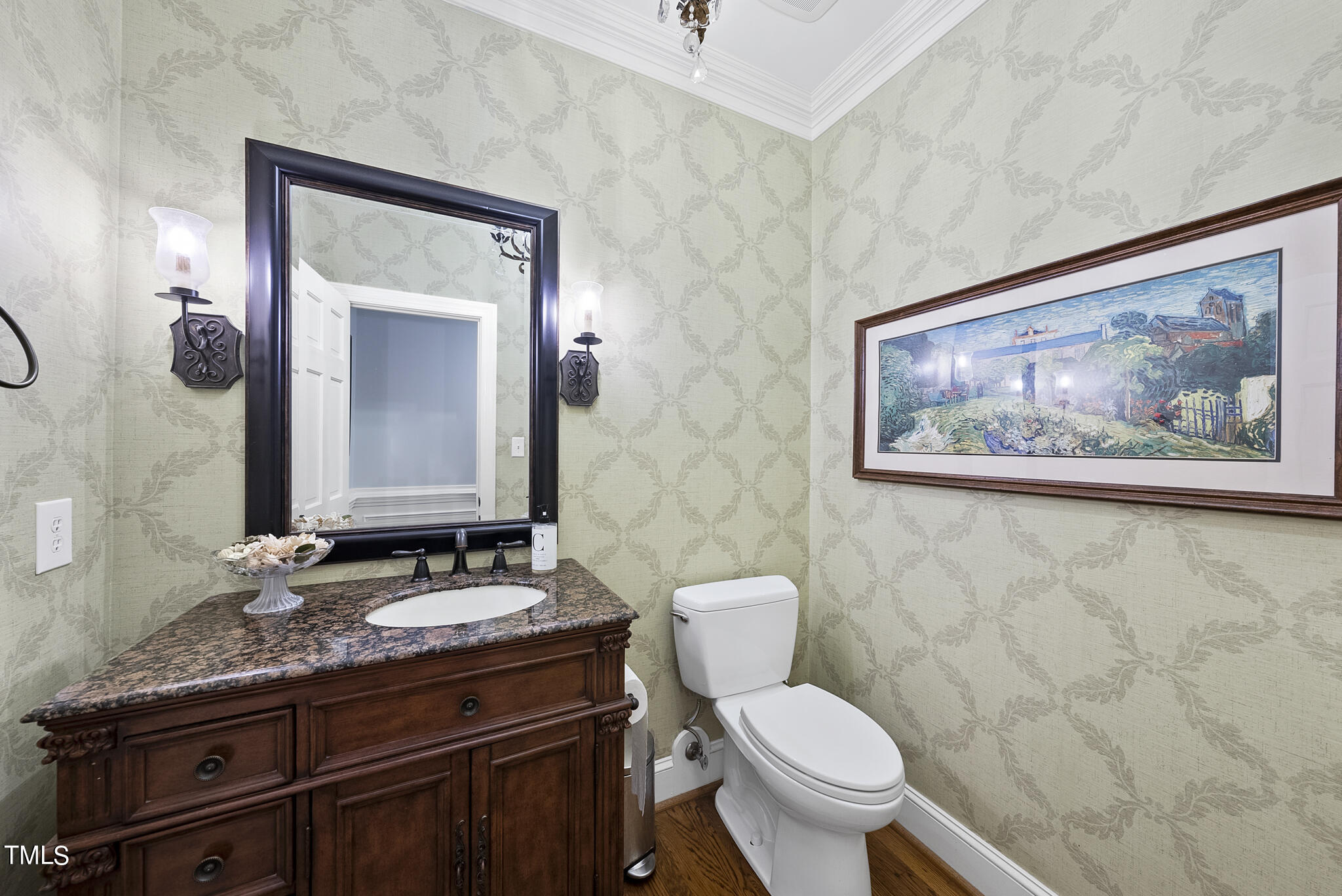513 Lake Boone Trail Raleigh, NC 27608 - Photo 12 of 41 a bathroom with a granite countertop toilet sink and mirror