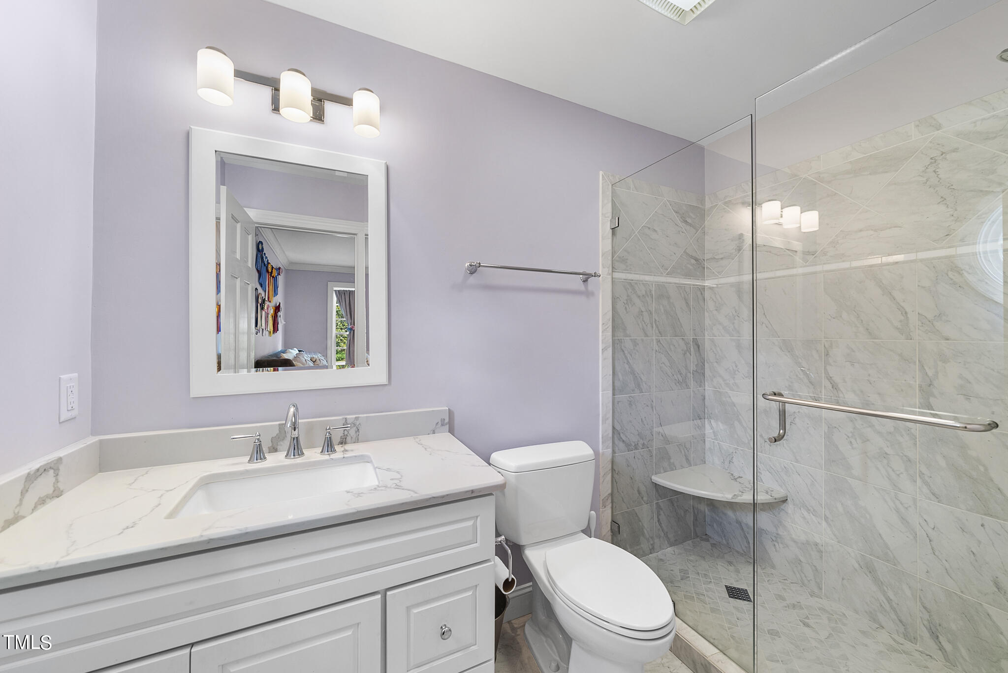 513 Lake Boone Trail Raleigh, NC 27608 - Photo 19 of 41 a bathroom with a granite countertop sink toilet and shower