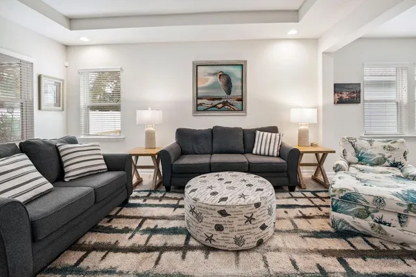 a living room with furniture