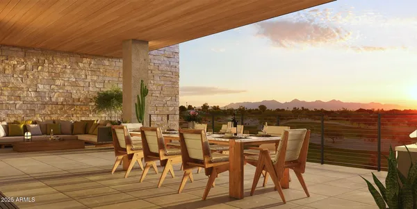 a view of a terrace with furniture