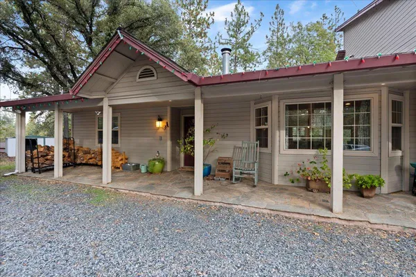 a view of a house with a patio