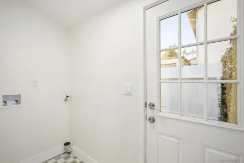 a view of small space with sliding door