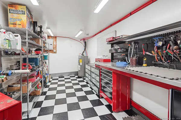 a black and white checkered floor with a black white checkered floor