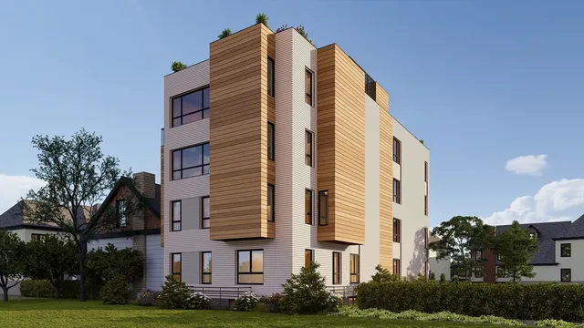 a front view of a building