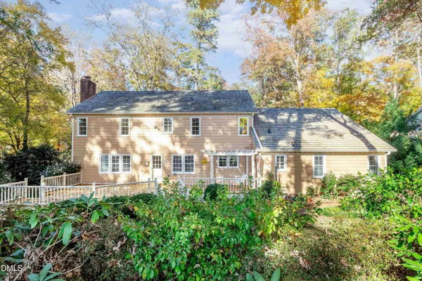a backyard of a house with seating space