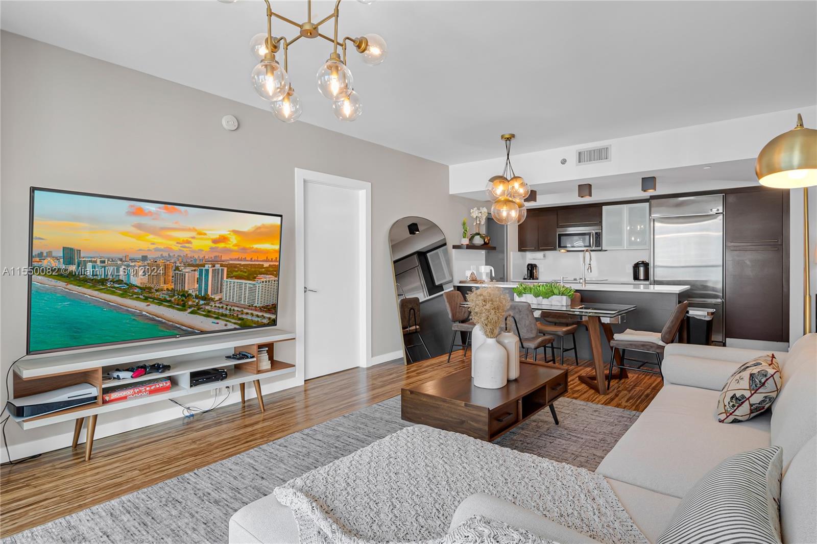 Brickell Miami, FL 33131 - Photo 11 of 61 a living room with furniture and a flat screen tv