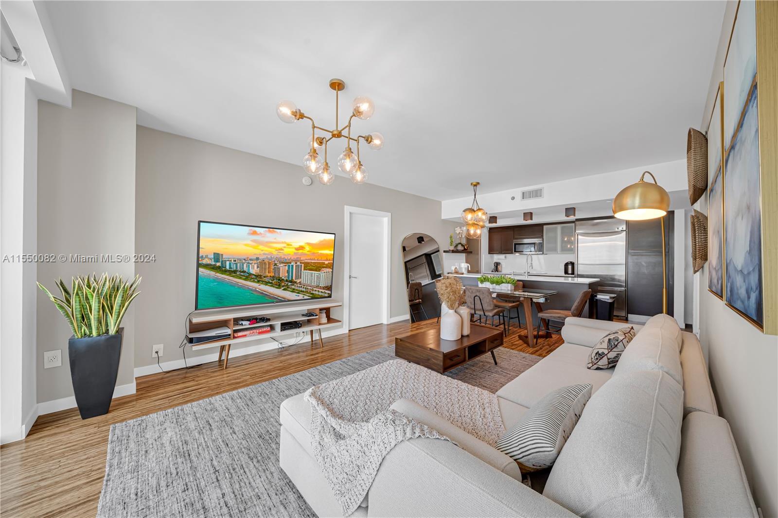 Brickell Miami, FL 33131 - Photo 21 of 61 a living room with furniture and a flat screen tv
