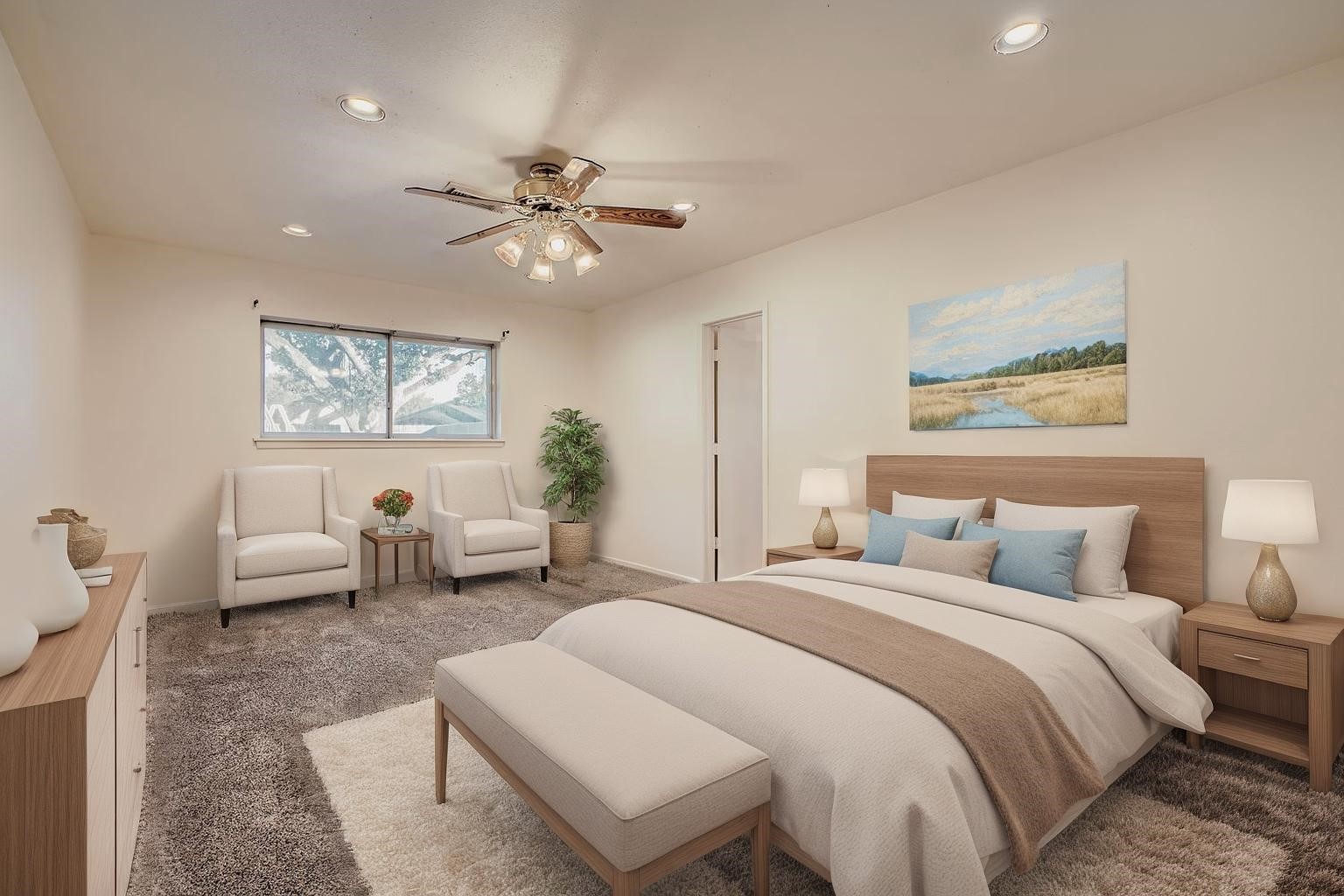 1411 Neptune Lane Houston, TX 77062 - Photo 11 of 23 a spacious bedroom with a bed couch and a window