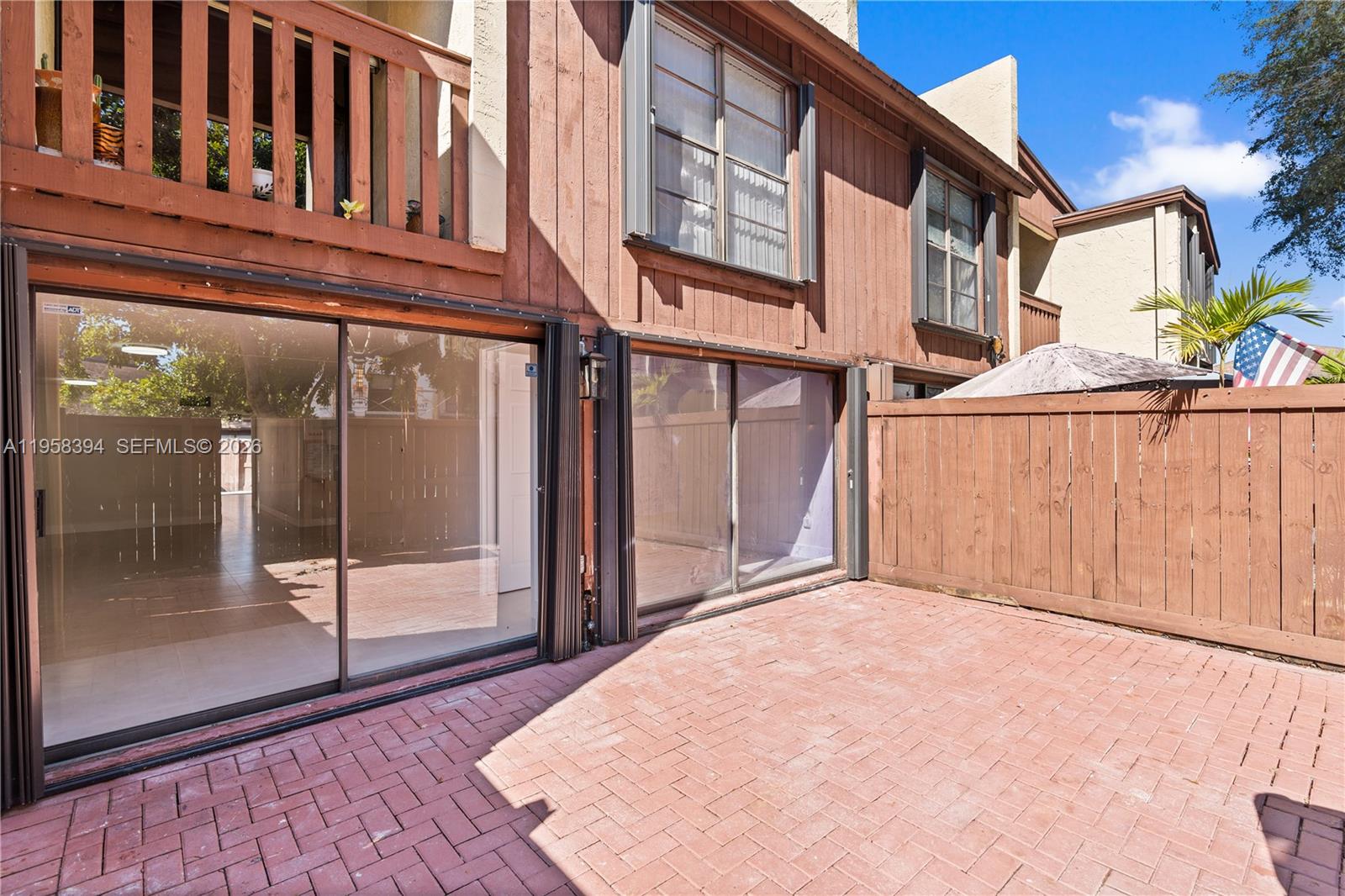 a view of a building with a door