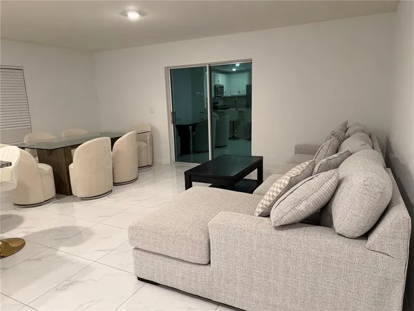 a living room with furniture