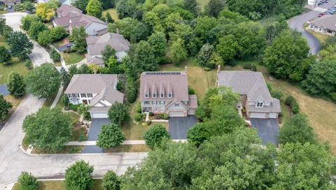 an aerial view of a house
