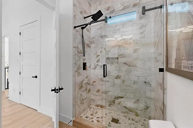 a bathroom with a shower
