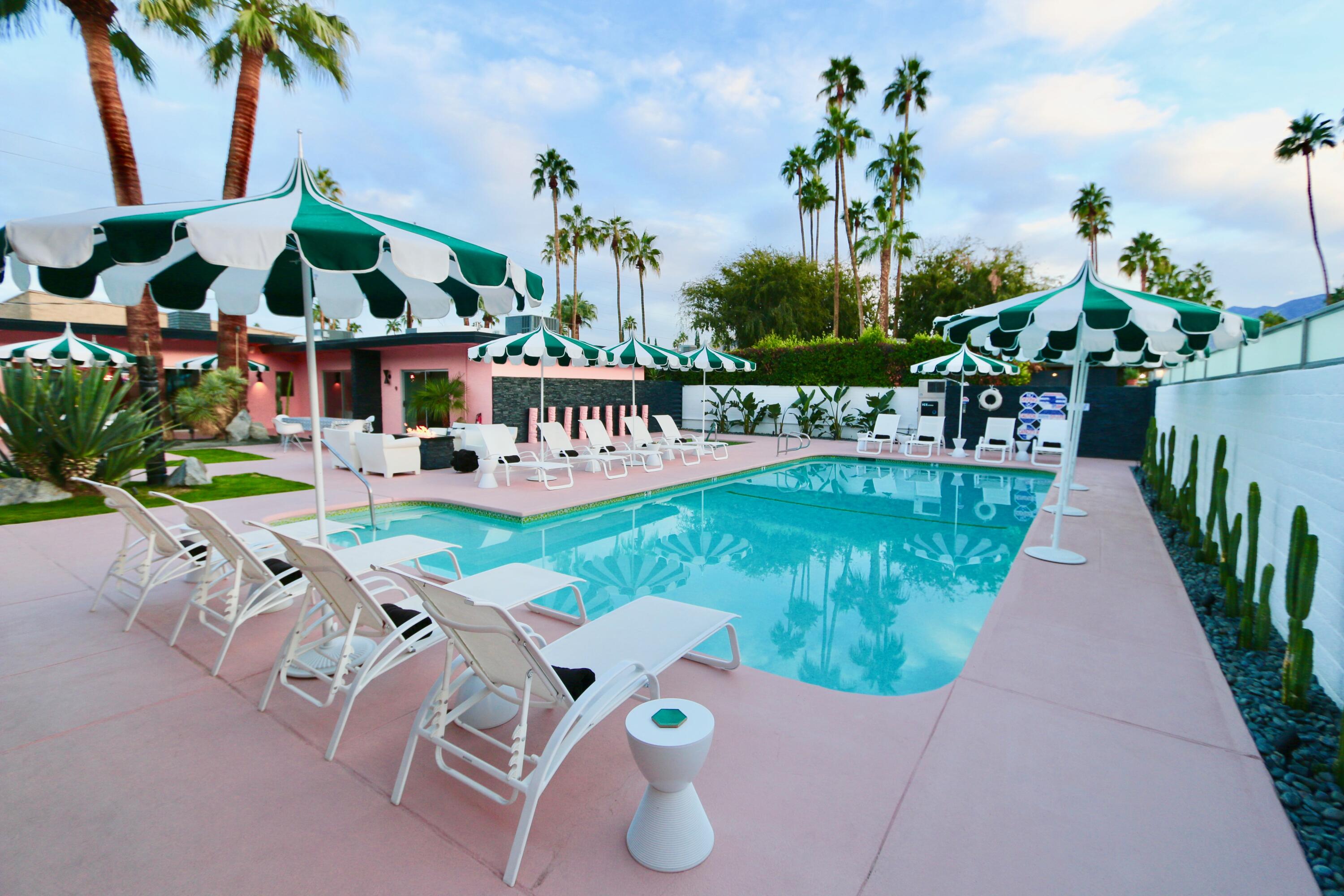 598 South Grenfall Road Palm Springs, CA 92264 - Photo 24 of 35 an aerial view of a house with swimming pool garden and patio