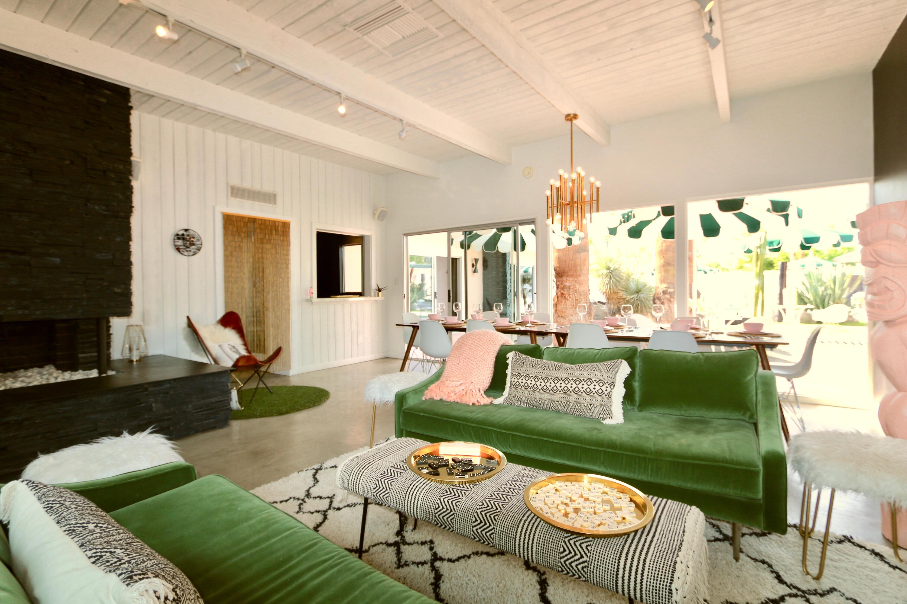 598 South Grenfall Road Palm Springs, CA 92264 - Photo 27 of 35 a living room with furniture and a chandelier