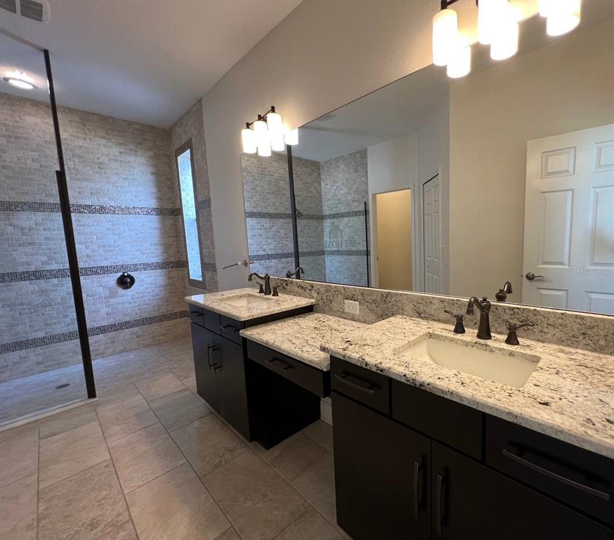 1692 Nature View Drive Lutz, FL 33558 - Photo 18 of 53 a bathroom with a granite countertop sink a mirror and a shower