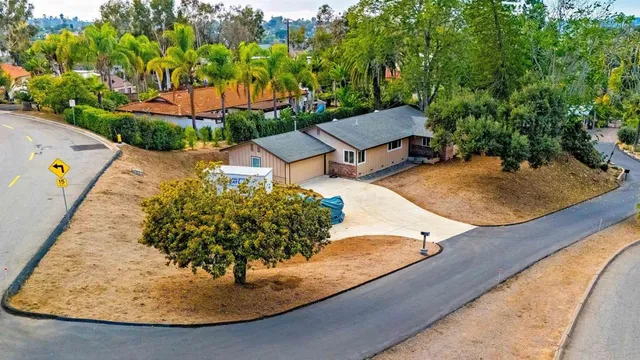 a view of a swimming pool with a yard