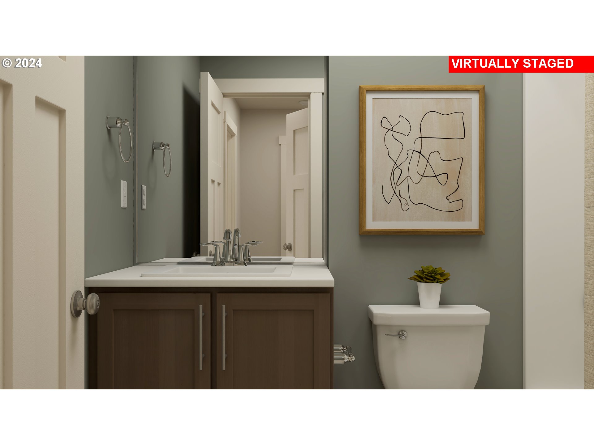 4086 Southwest McKinley Street Gresham, OR 97080 - Photo 15 of 23 a bathroom with a sink and a mirror