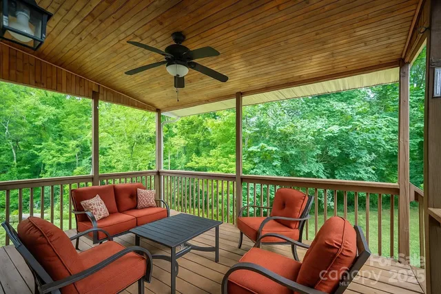 a view of a wooden deck