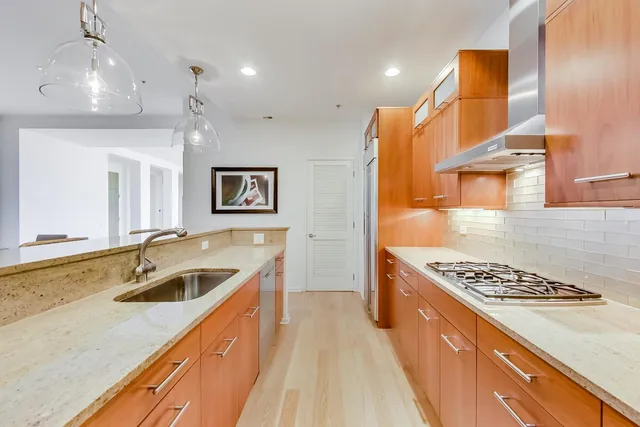 a kitchen with lots of different kinds of food