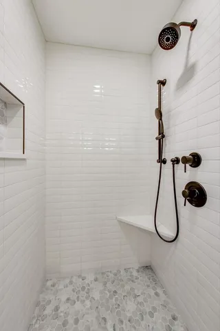 an empty room with closet area