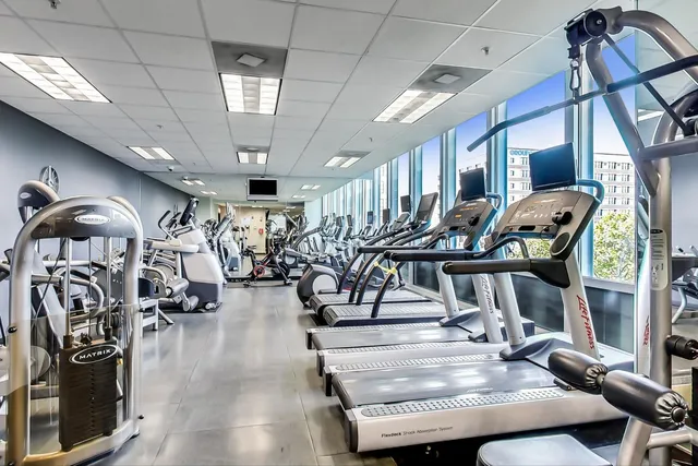 a view of a room with gym equipment