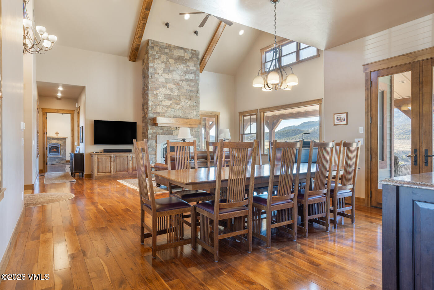 34900 Colorado River Road McCoy, CO 80463 - Photo 19 of 46 a view of a dining room with furniture window and wooden floor