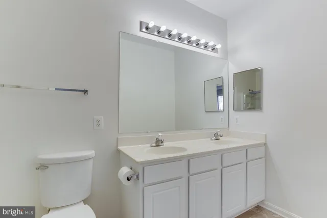 a bathroom with a toilet a sink and mirror
