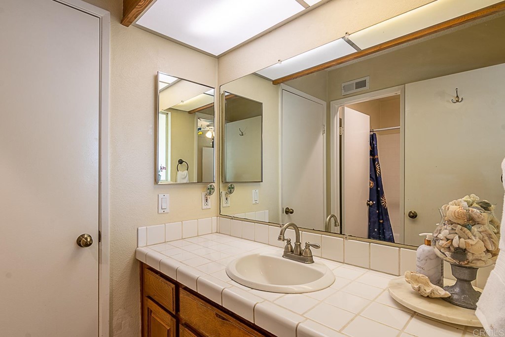 4738 Gateshead Road Carlsbad, CA 92010 - Photo 15 of 36 a bathroom with a sink and a mirror