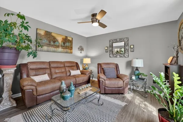 a living room with furniture