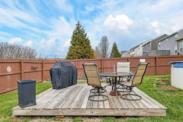 a view of a chairs and table on the garden